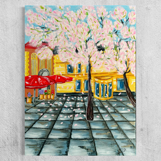 Cherry Blossom Tree in City